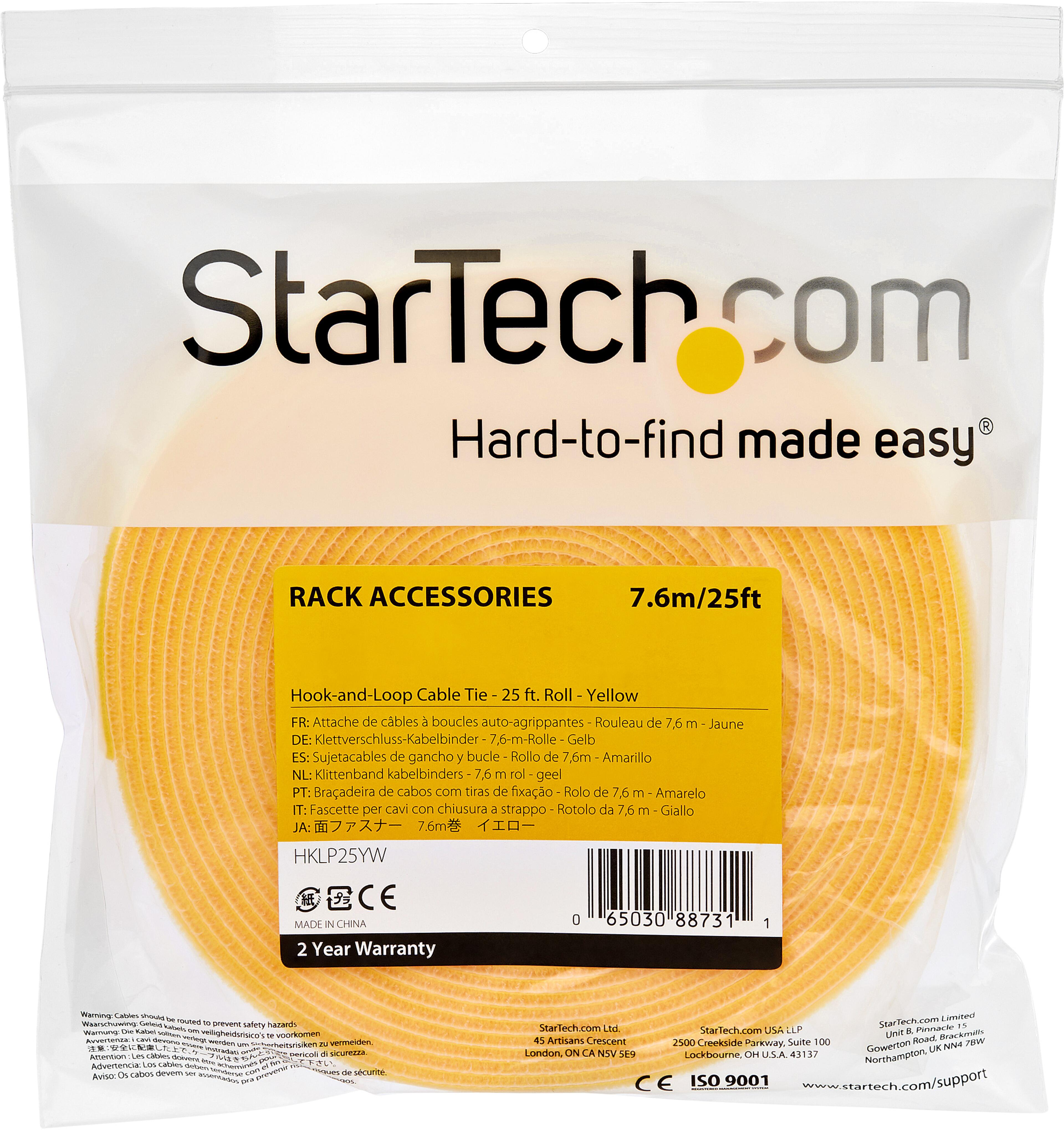 Hook-and-Loop Cable Tie Roll 7.62m Yel.