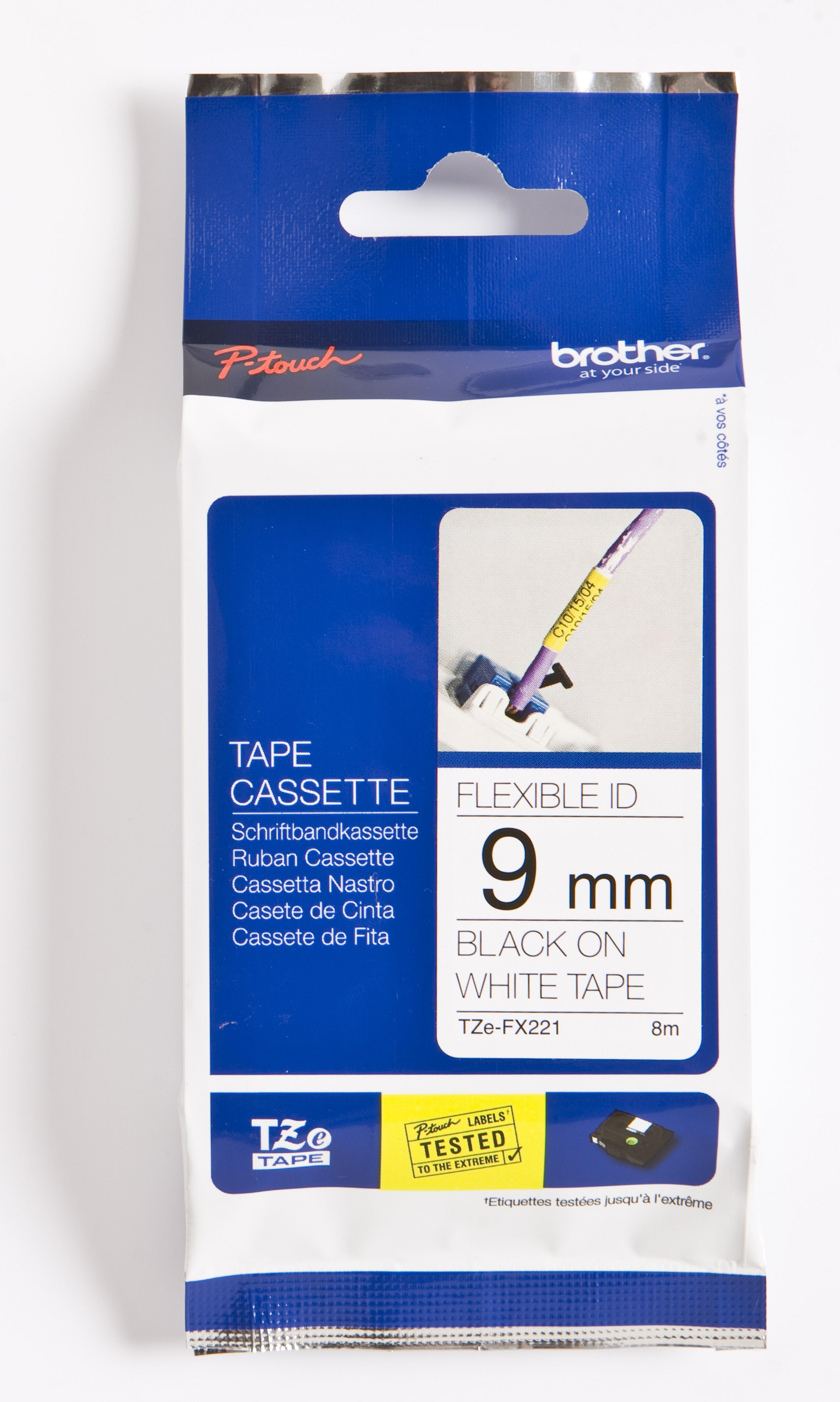 Cinta Brother TZe-FX221 9mmx8m blanco