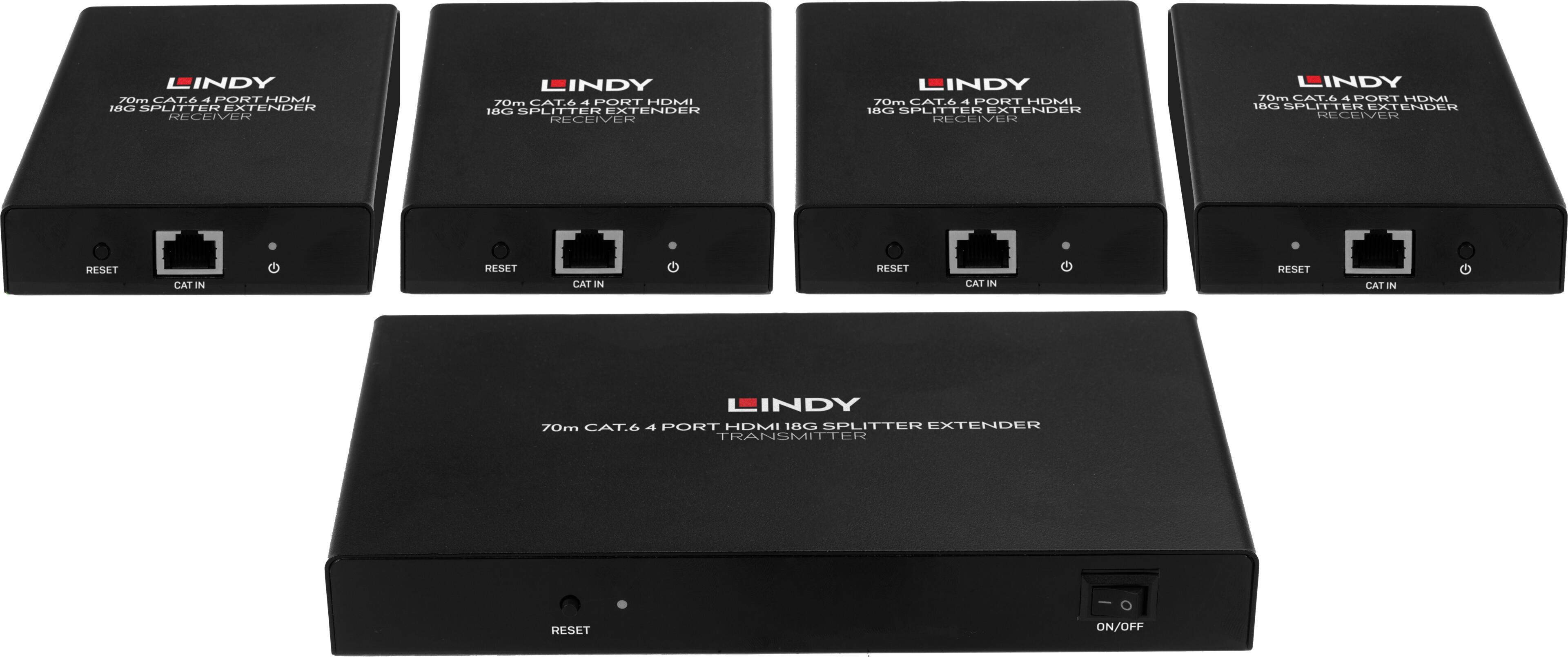 Répartiteur-émetteur HDMI Lindy 1:4 70 m