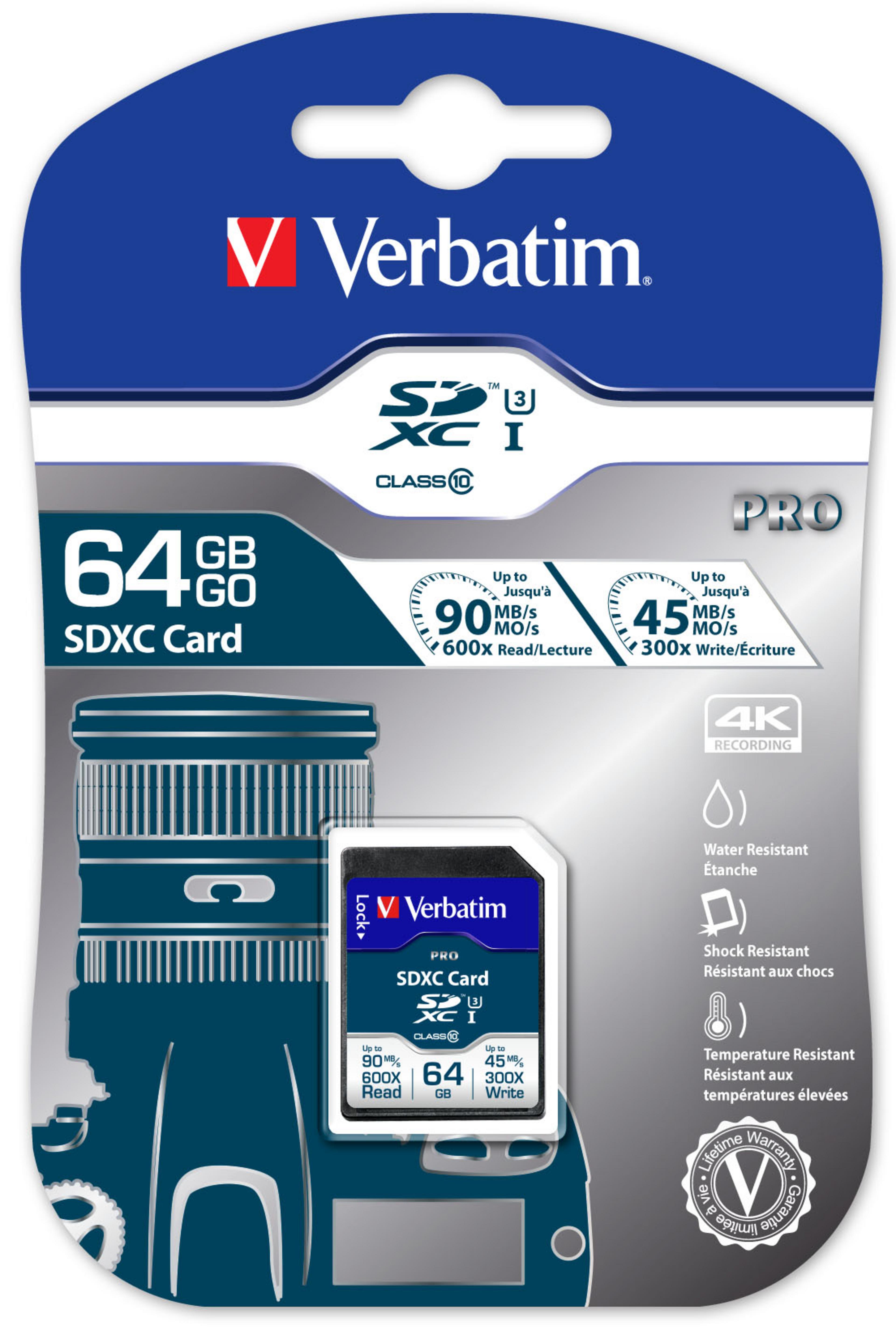 Verbatim Pro U3 64GB SDXC Card