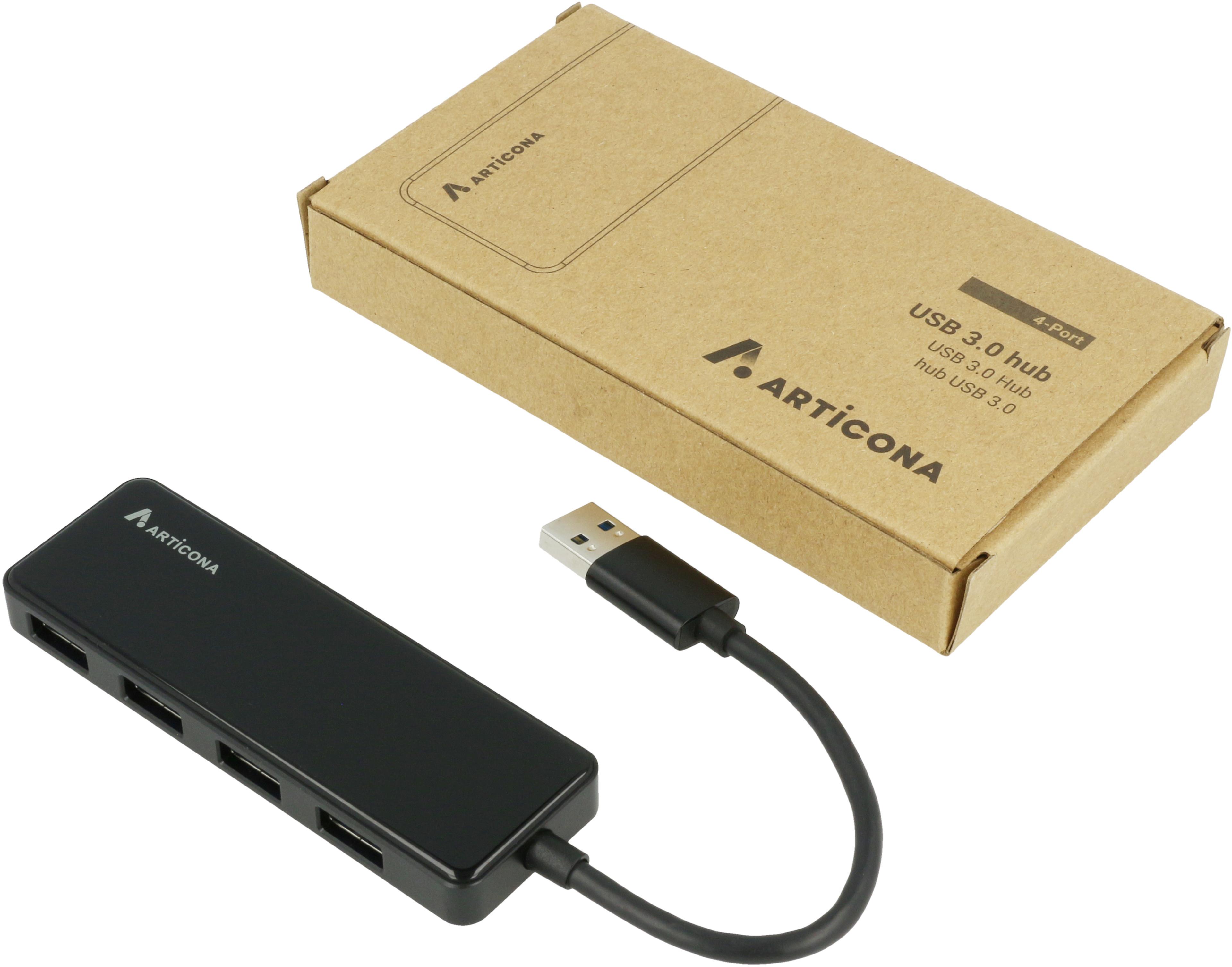 ARTICONA USB 3.0 hub 4 portos, fekete