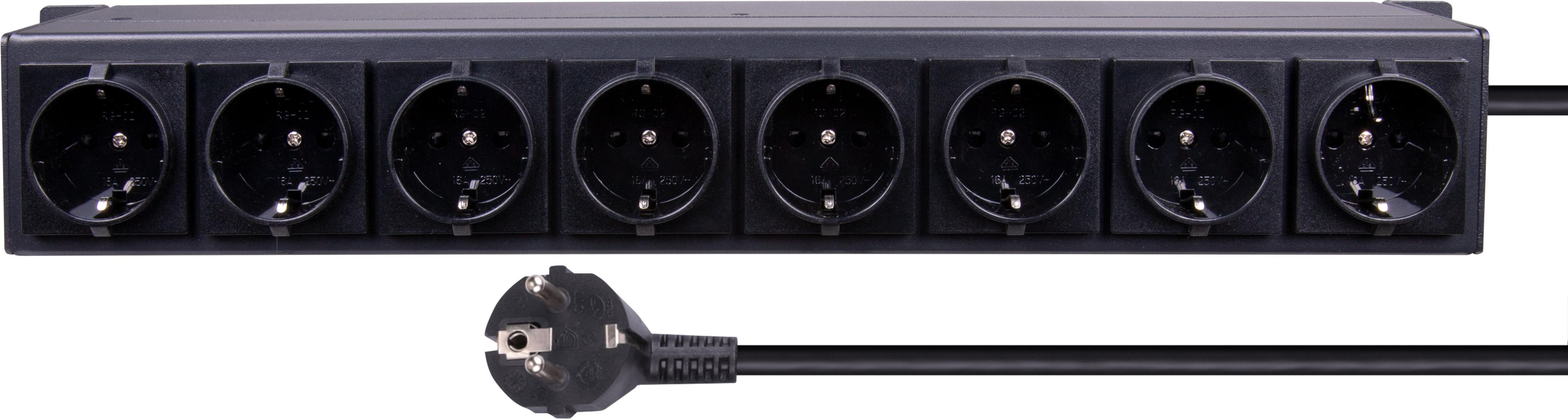 Power Strip 8-way 2m Black