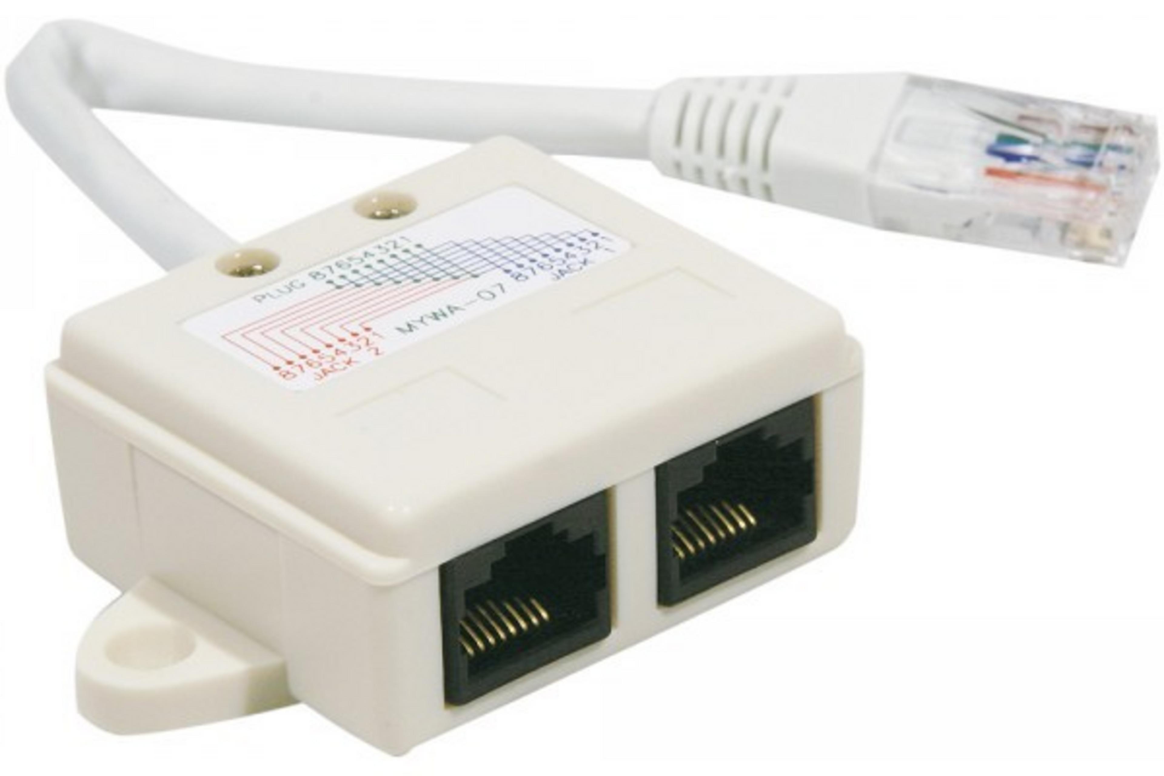 Coupleur tél. f./m./f. RJ45 + câble