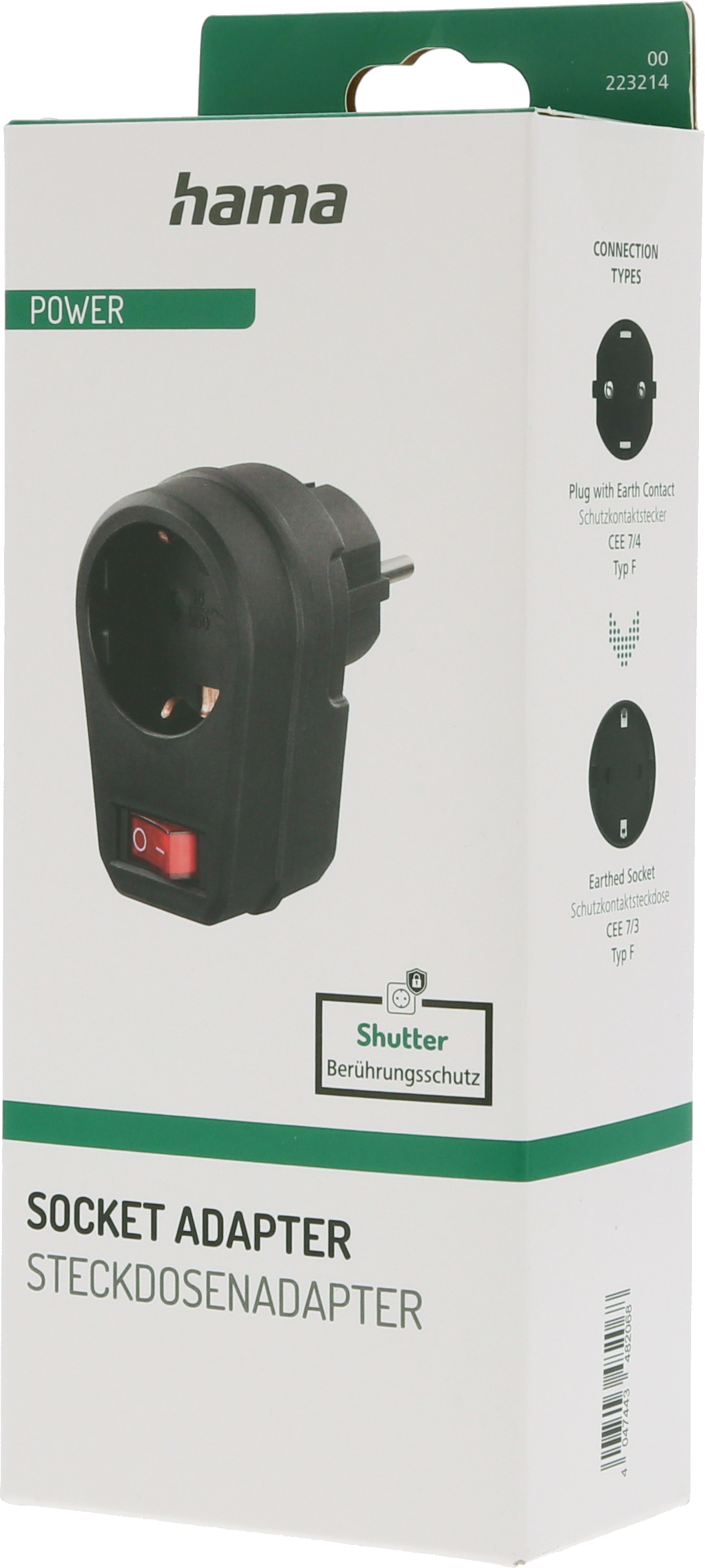 Steckdosen Adapter 1fach Schalter