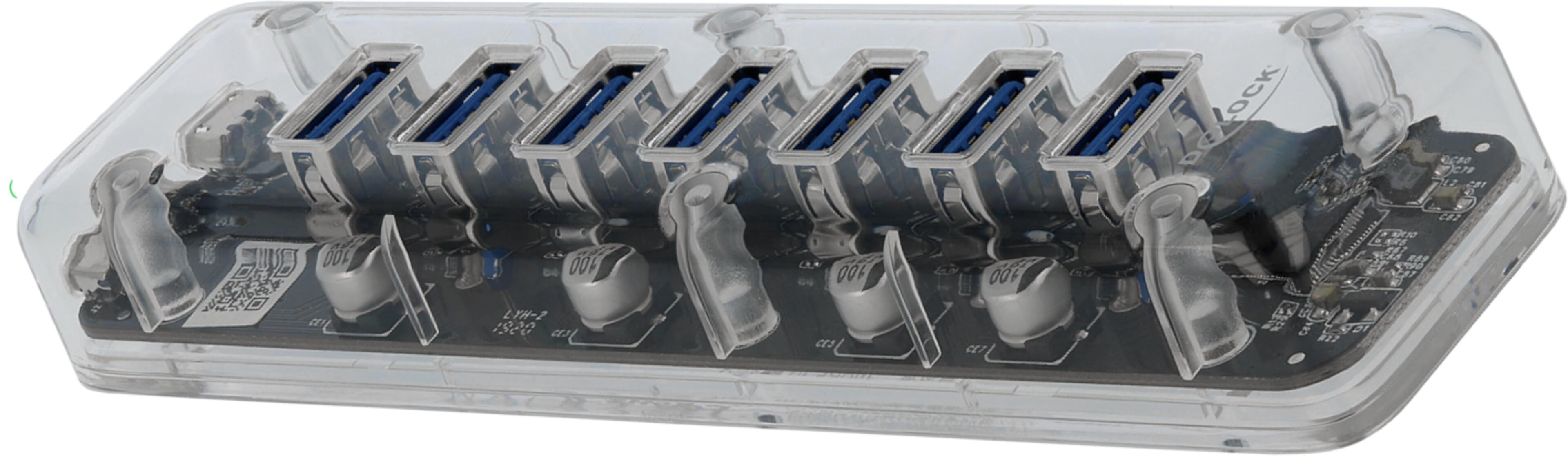 Delock USB Hub 3.0 7-port Transparent