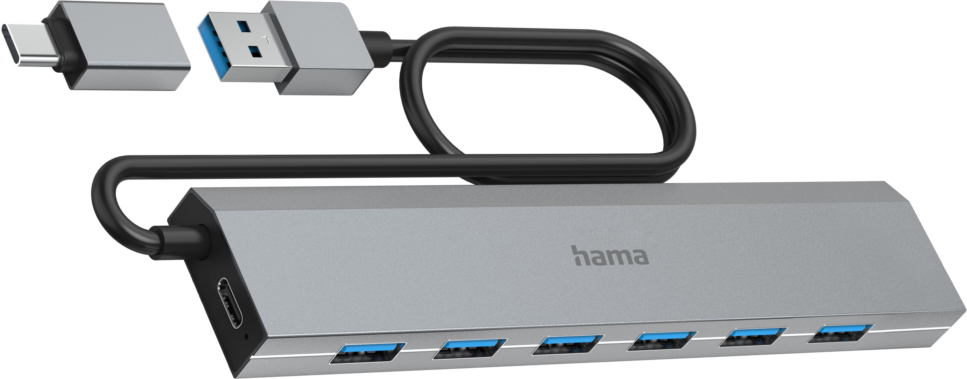 Hama USB Hub 3.0 7-port Grey