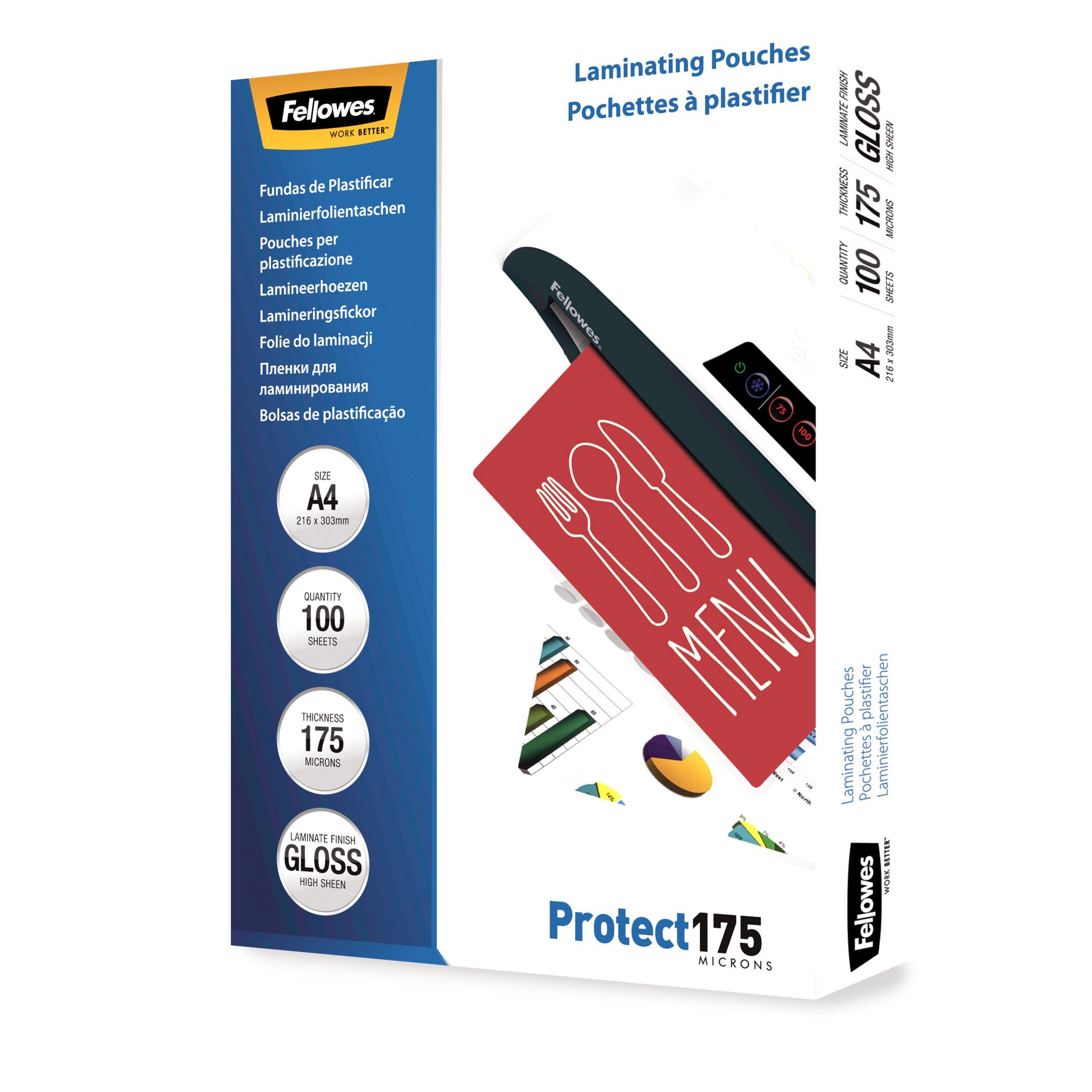 Fellowes A4 175µ Laminating Pouches x100