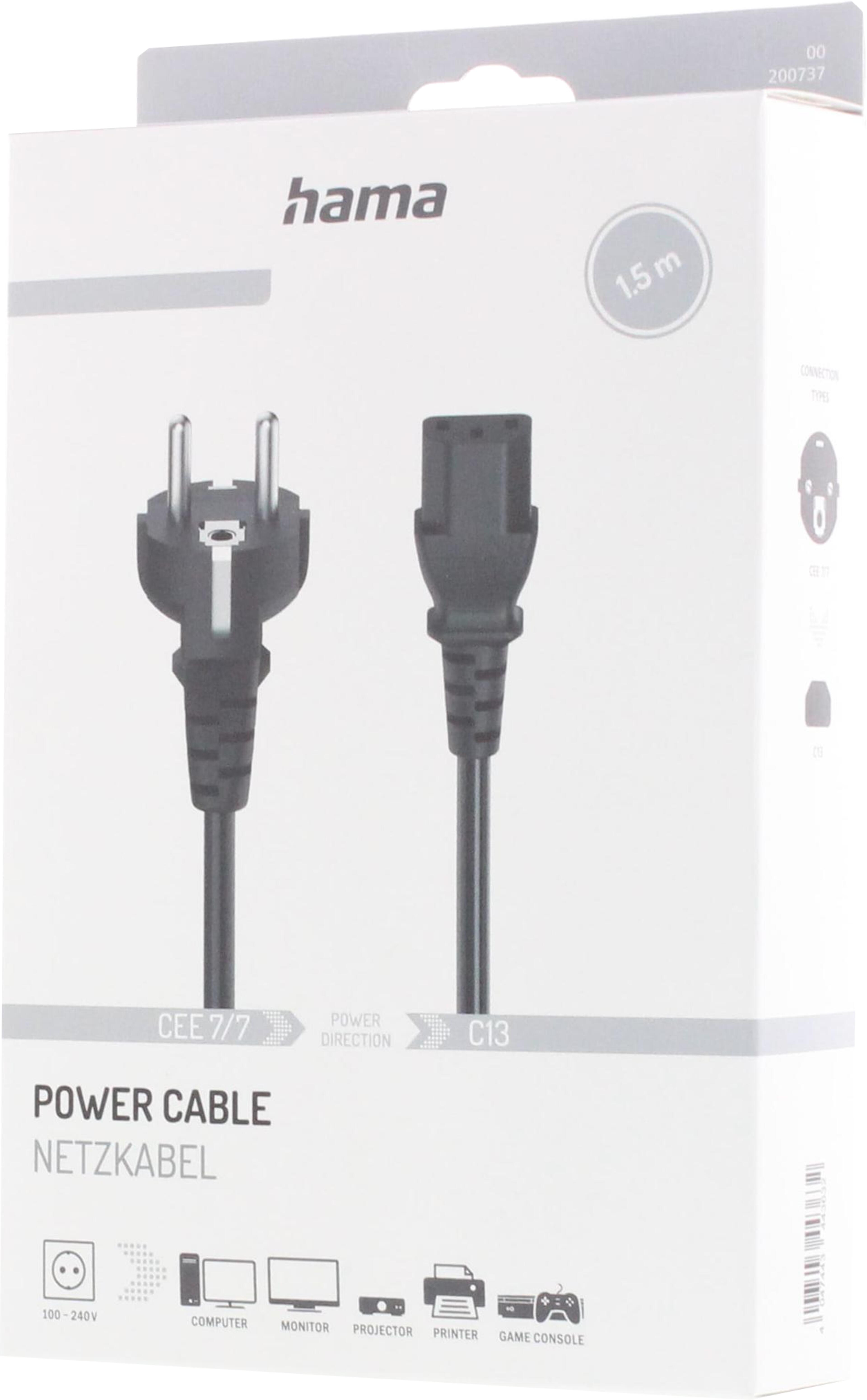 Câble alim courant m. - C13 1,5 m noir