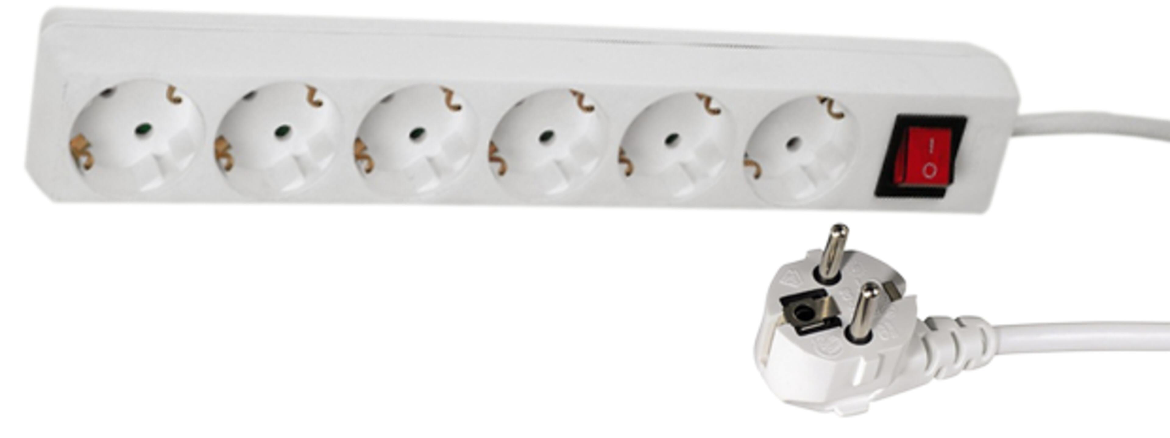 Steckdosenleiste 6fach 5m Schalter weiß