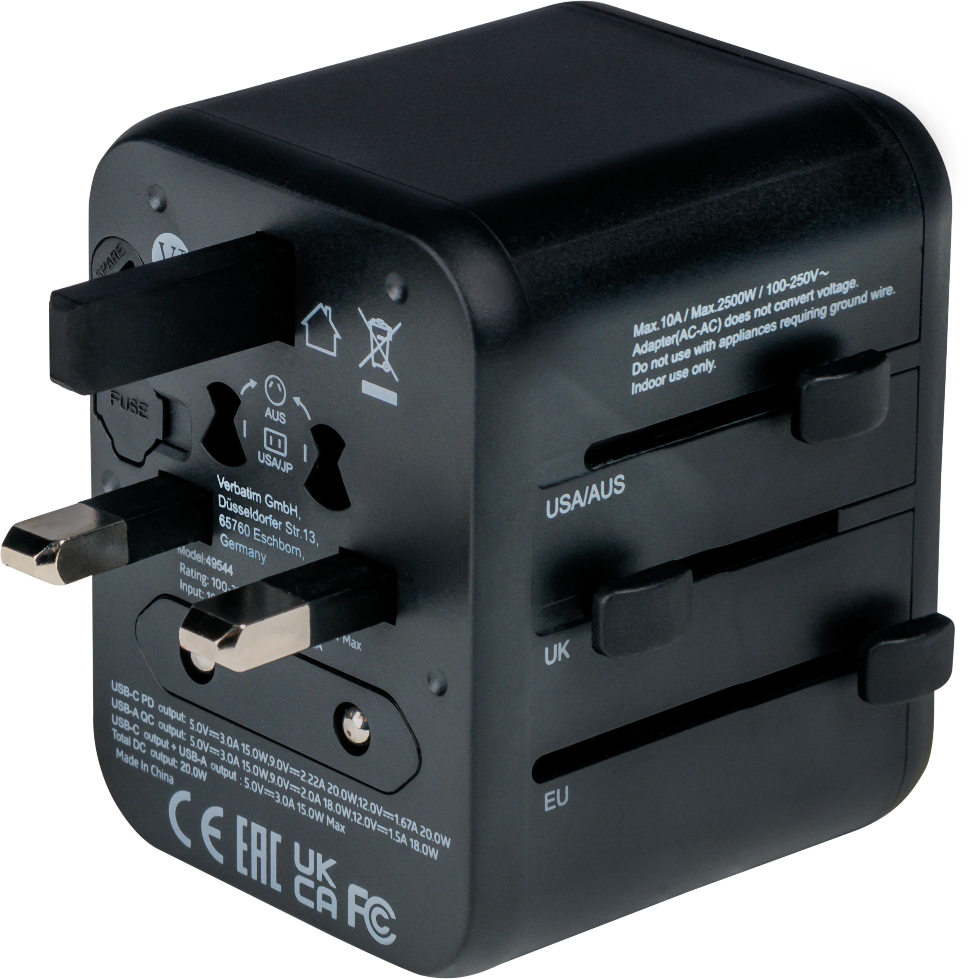 Verbatim World + 2x USB Travel Adapter
