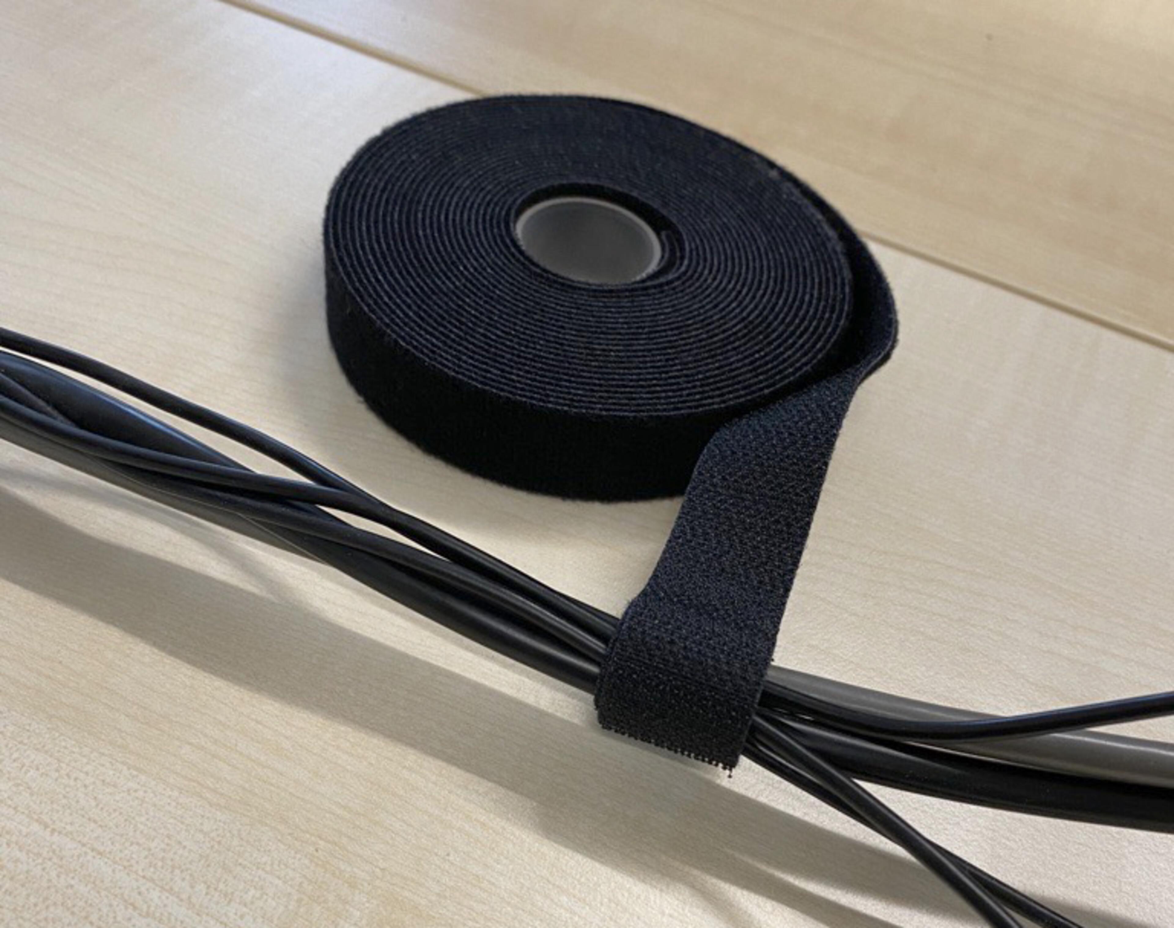 Hook-and-Loop Cable Tie Roll 5m Black