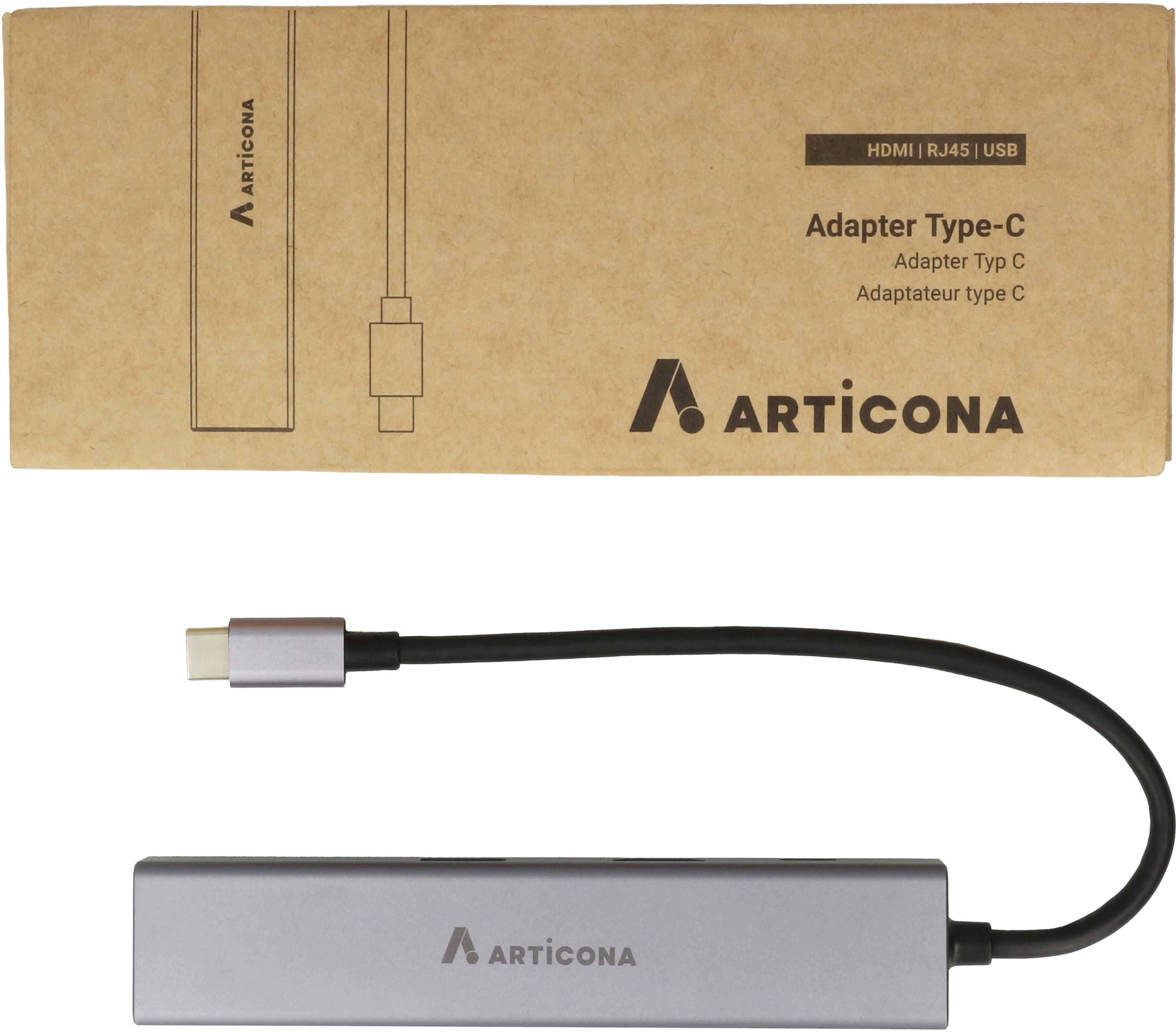 ARTICONA Adapter Type-C - HDMI/RJ45/USB