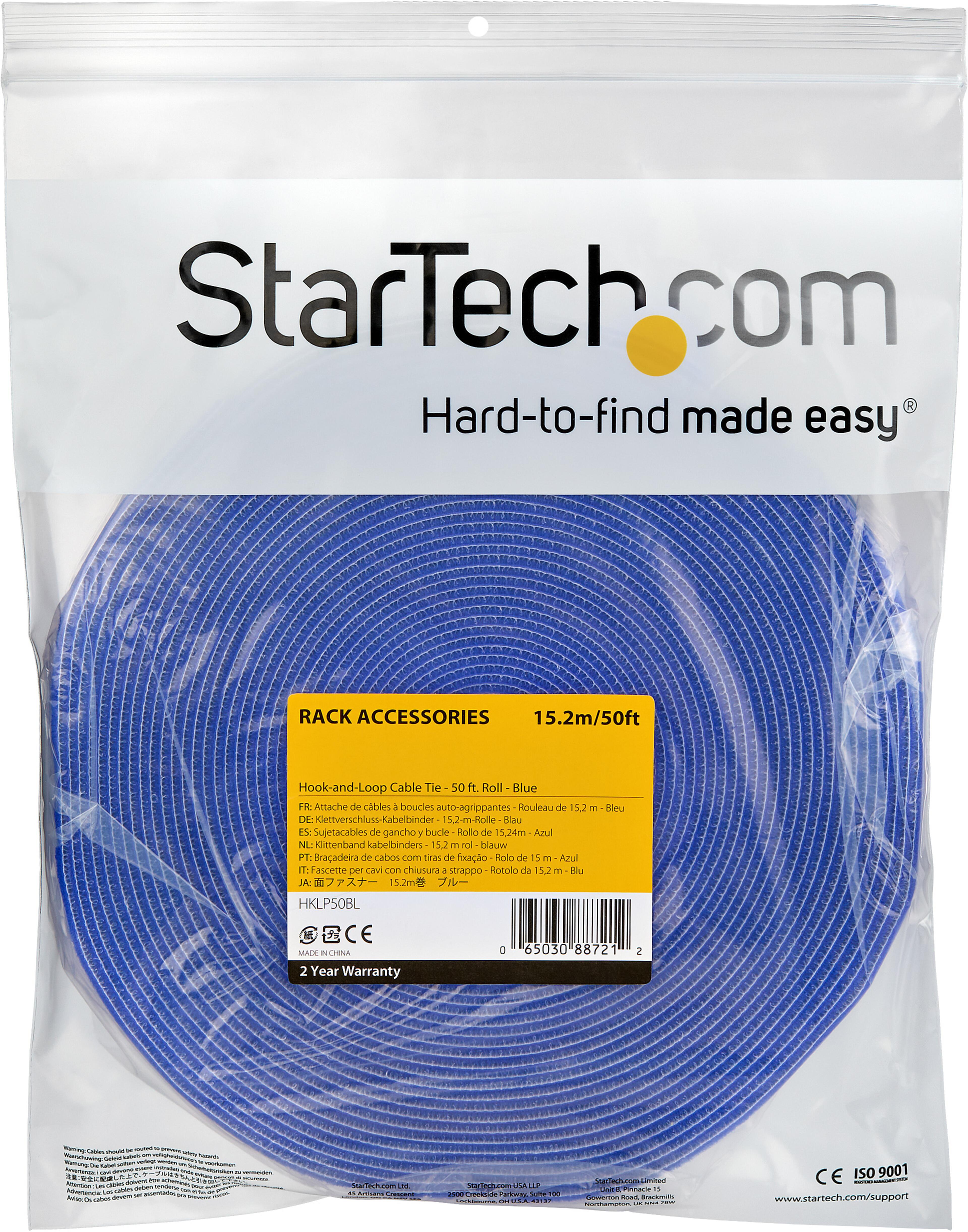 Hook-and-Loop Cable Tie Roll 15m Blue