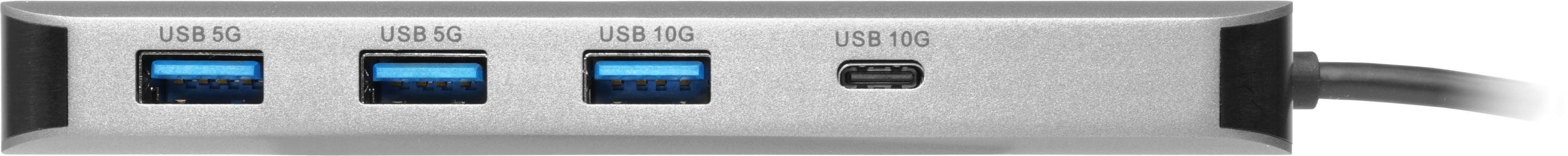 Többportos USB-C hub 2xDP/HDMI/USB/RJ45