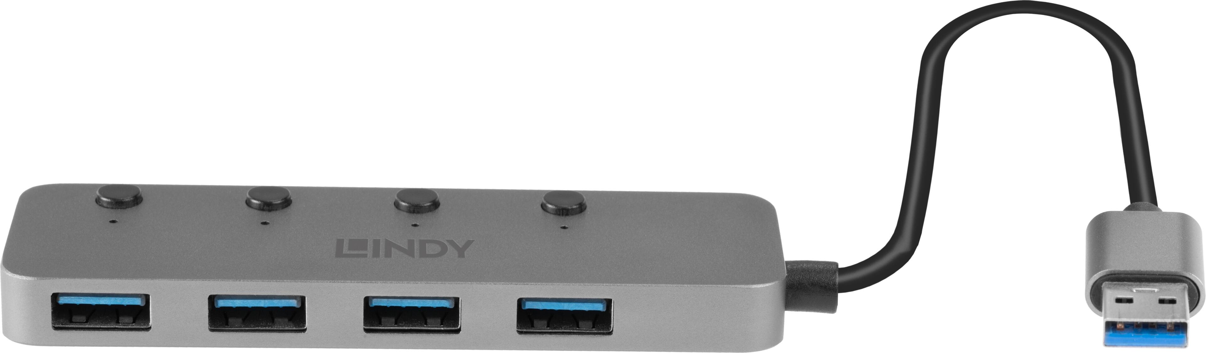 LINDY 4 portos USB 3.0 hub kapcsolókkal