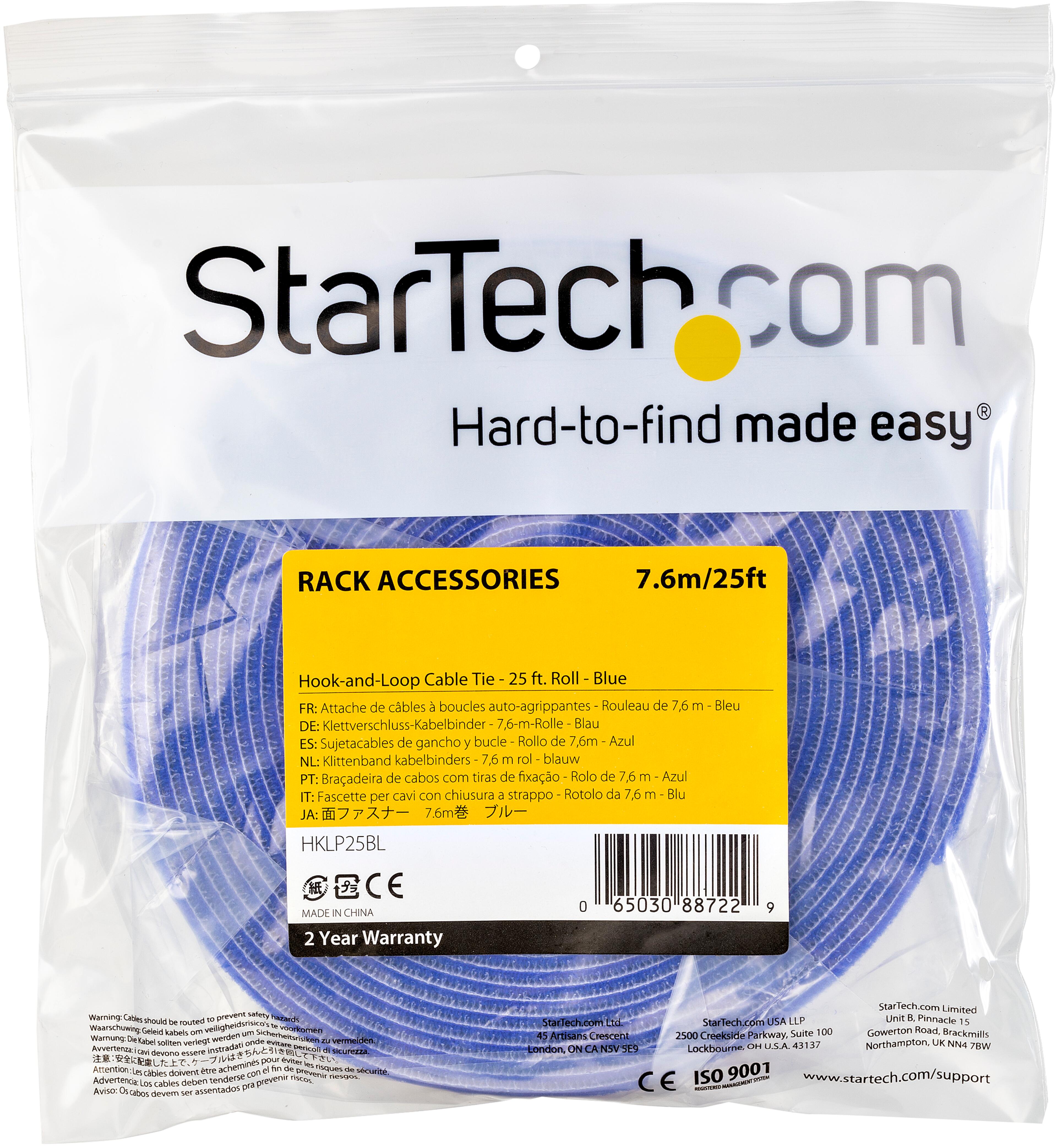 Hook-and-Loop Cable Tie Roll 7.62m Blue