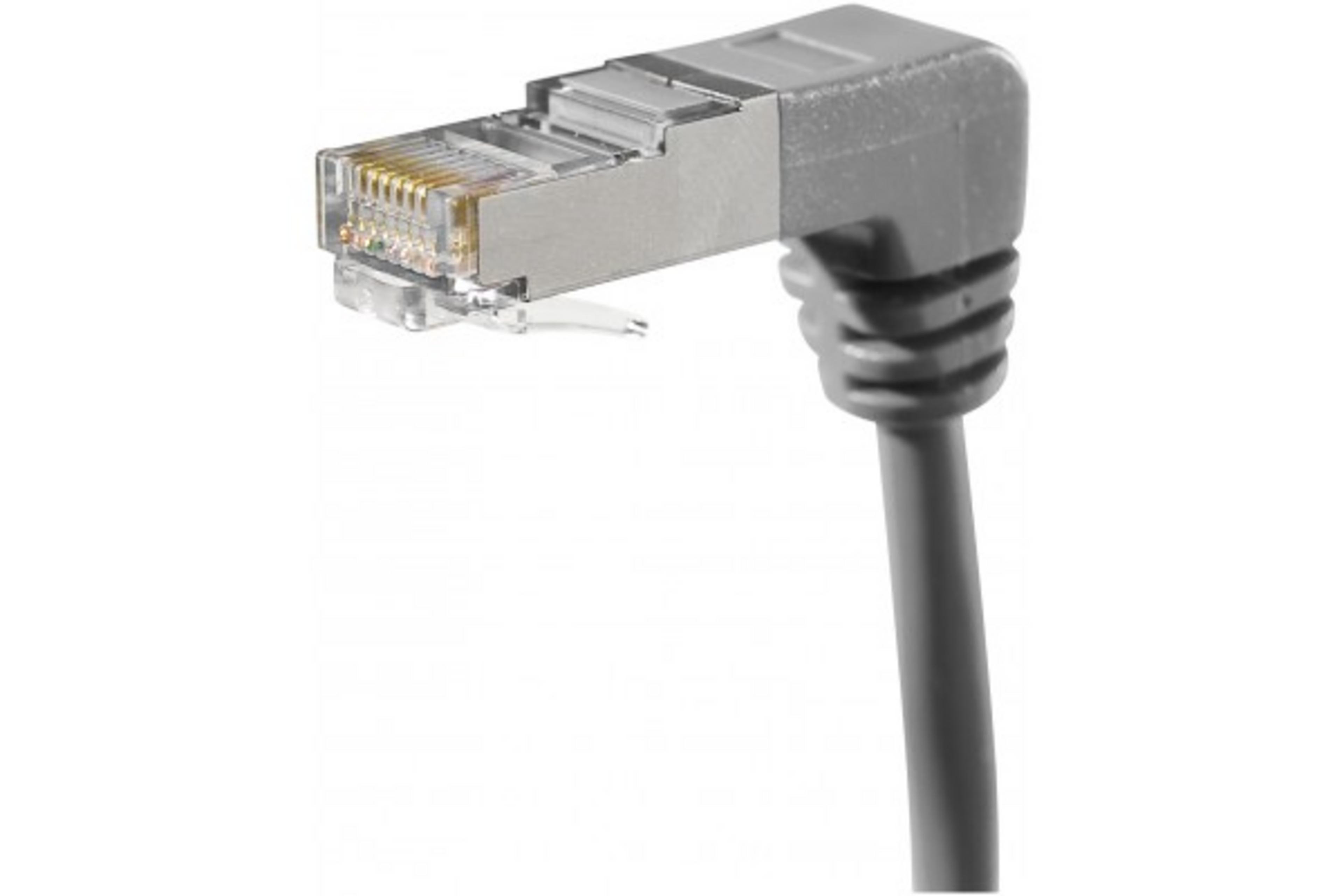 Câble RJ45 FTP Cat5e coudé bas gris 0,3m