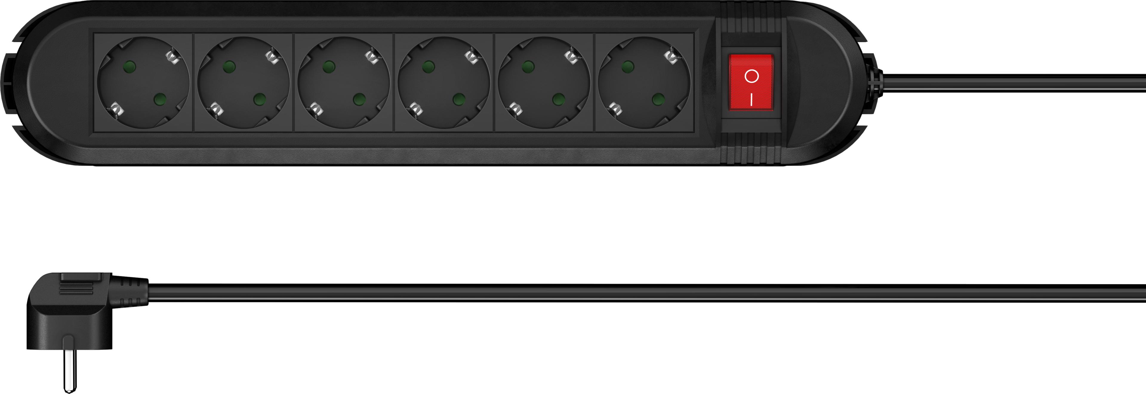 Power Strip 6-way 1.5m w/ Switch Black