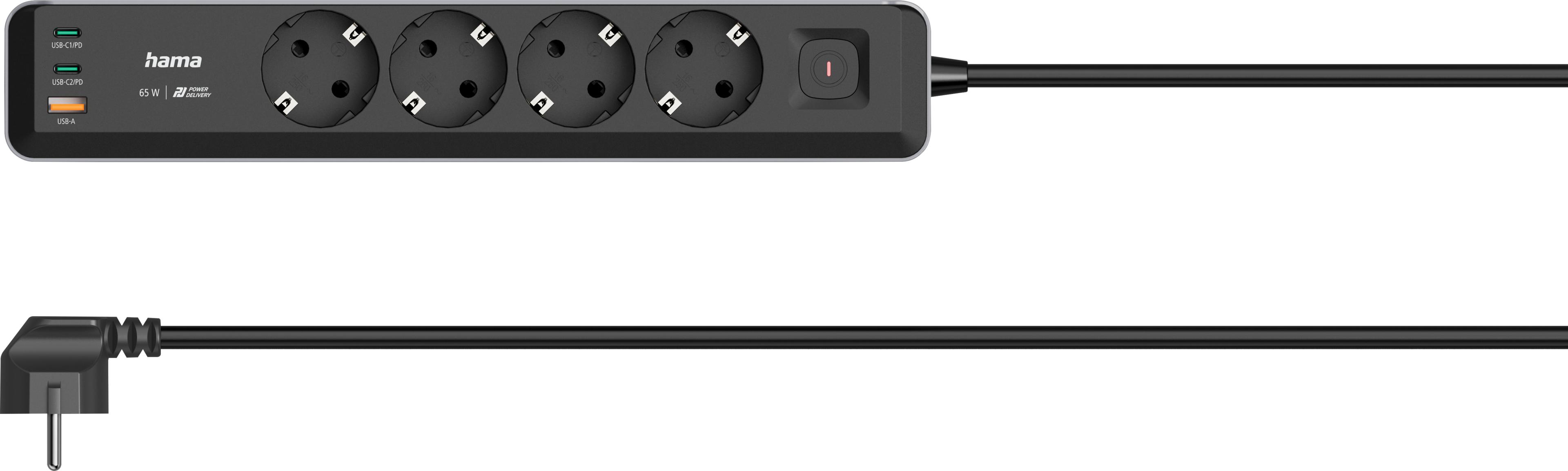 Steckdosenleiste 4fach + 3xUSB 1,4 m