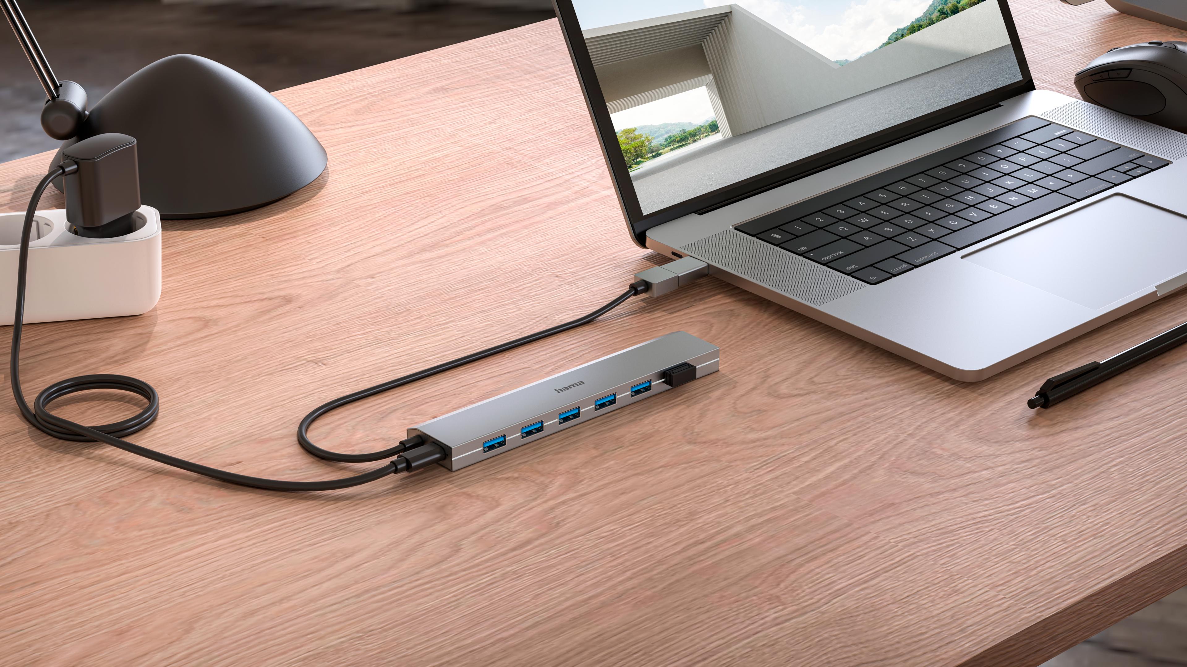Hama USB Hub 3.0 7-port Grey