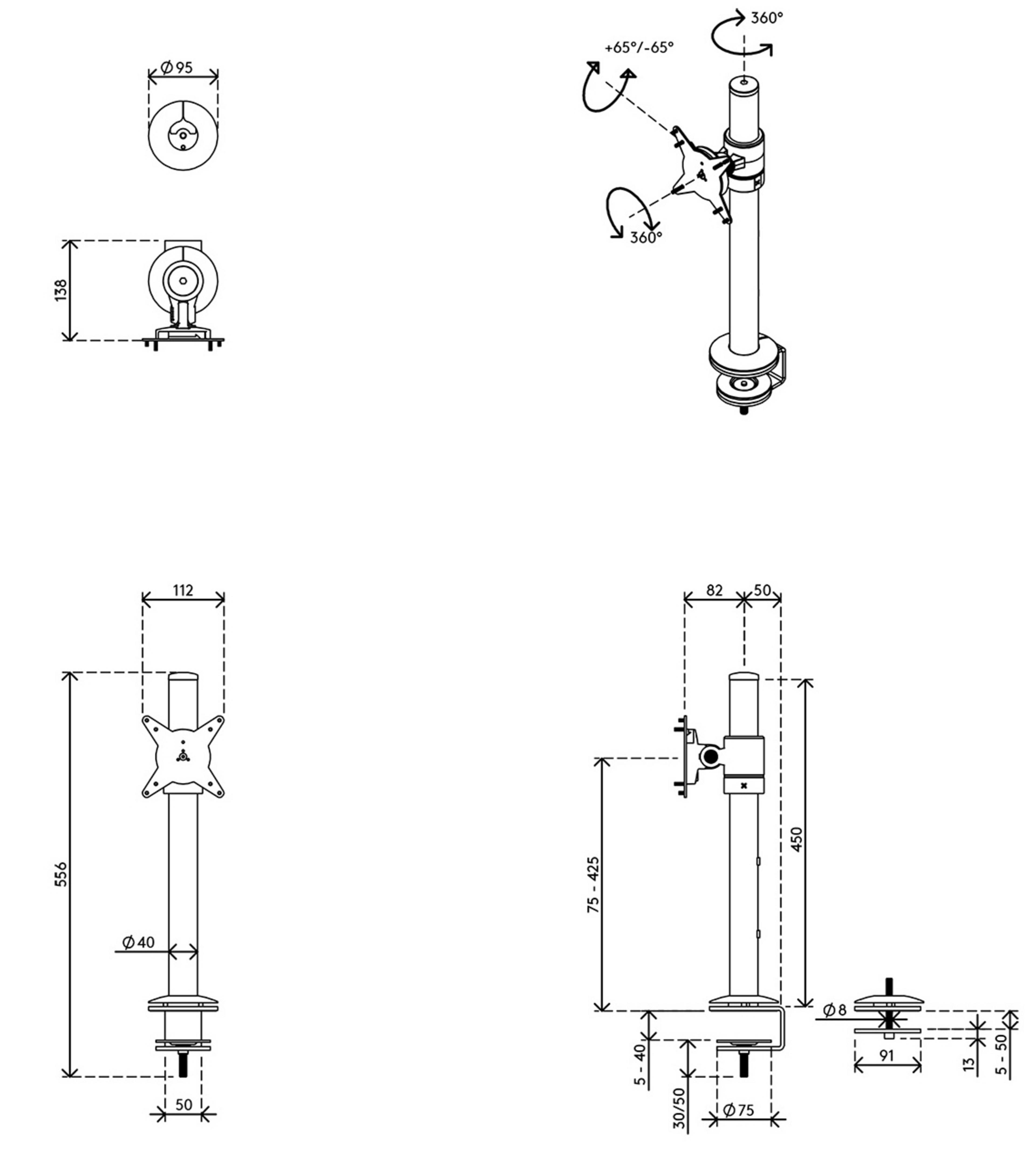 Dataflex Viewlite Tischhalterung ws