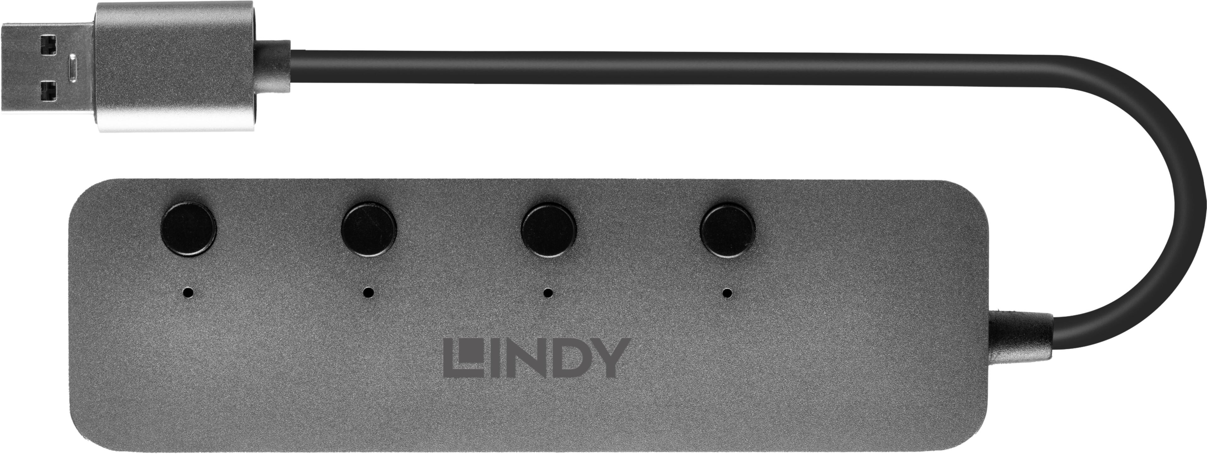 LINDY 4 portos USB 3.0 hub kapcsolókkal