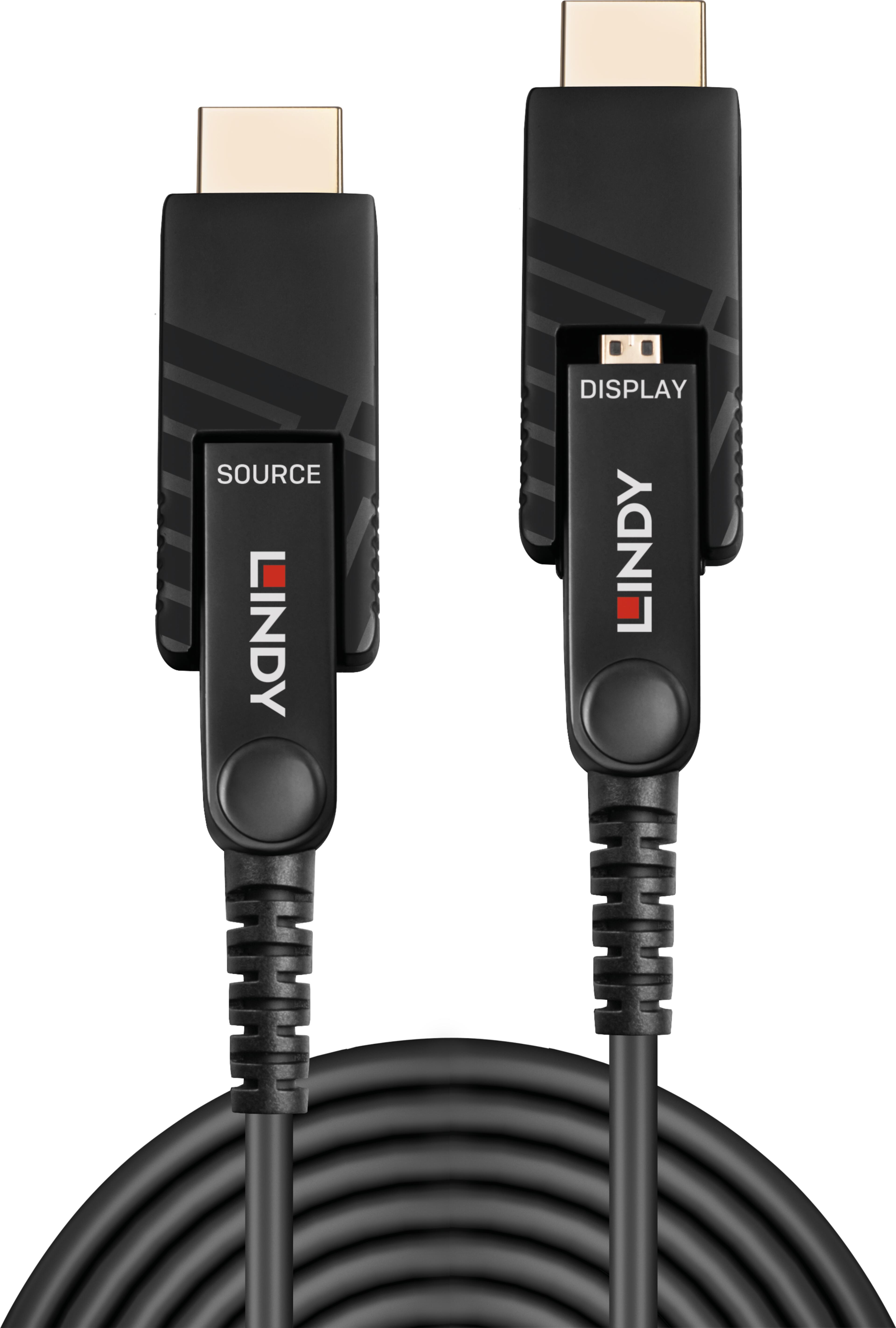 Câble hyb. LINDY microHDMI/HDMI/DVI 100m
