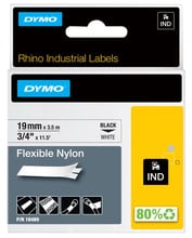 DYMO IND Nylon Tape Black/White 19mm