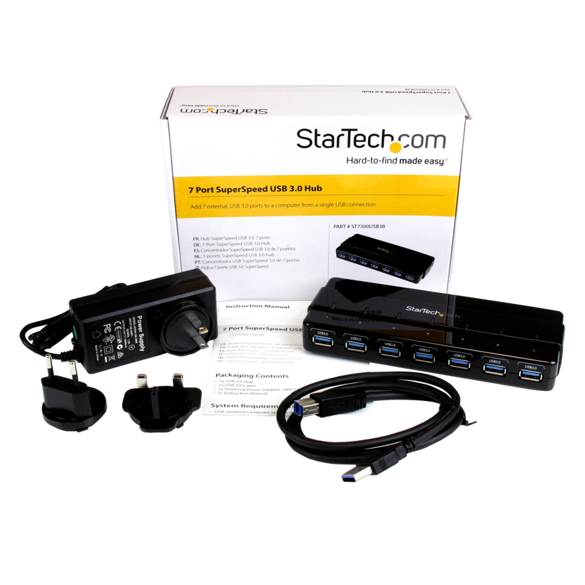 StarTech 7-port. koncentrator 3.0 czarny