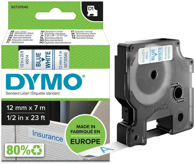 Ruban encreur Dymo D1 LM 12mmx7m blanc