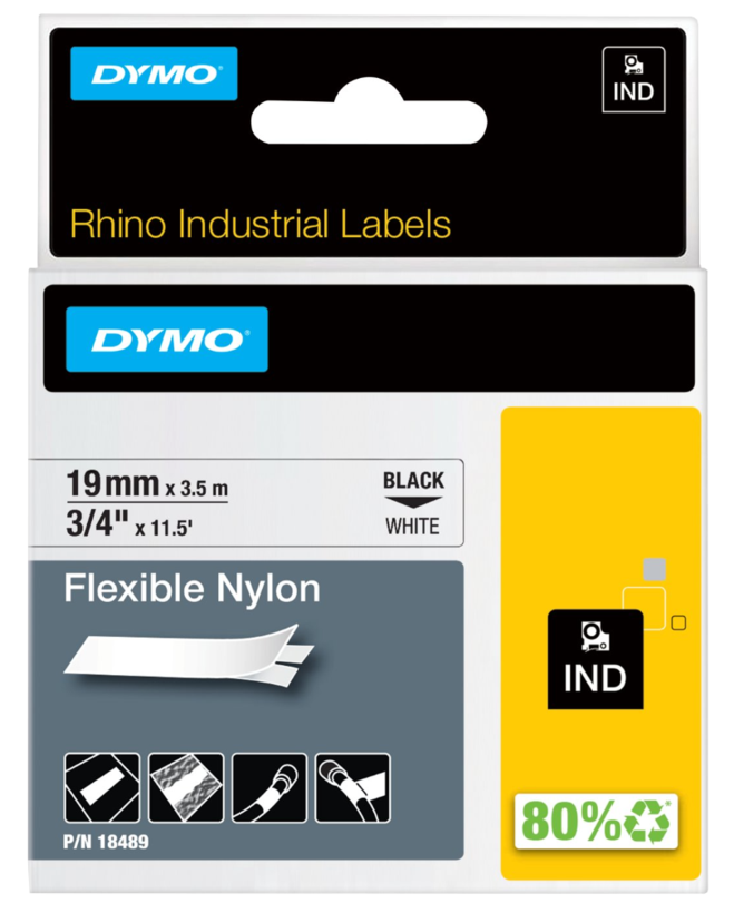 Dymo IND-Band Nylon schwarz/weiß 19 mm