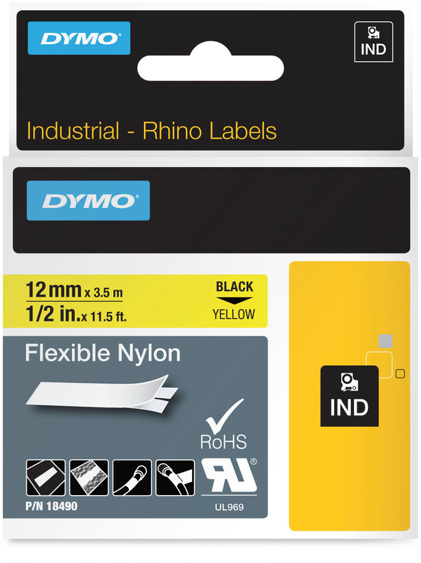 Nylonová páska Dymo Rhino žlutá 12 mm