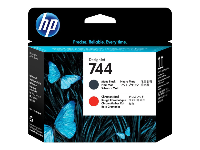 HP 744 Print Head Matte Black + Red
