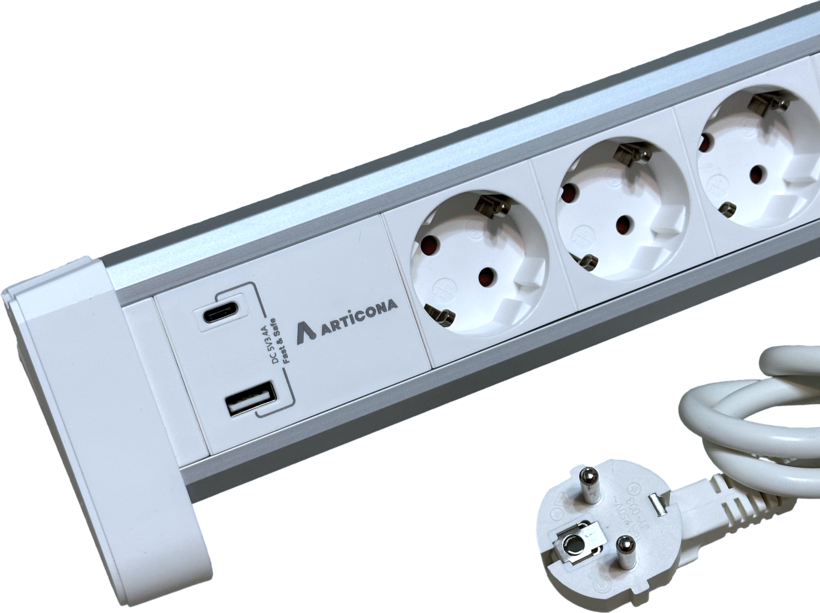 Regleta 3 ranuras + 2x USB A/C 1,4 m