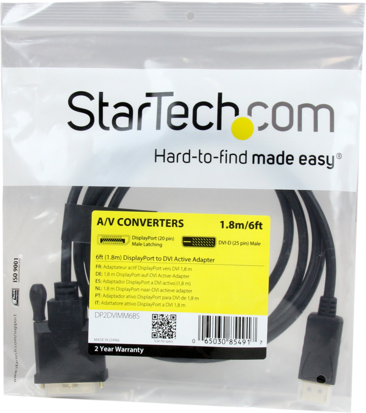 Cable StarTech DisplayPort - DVI-D 1,8 m