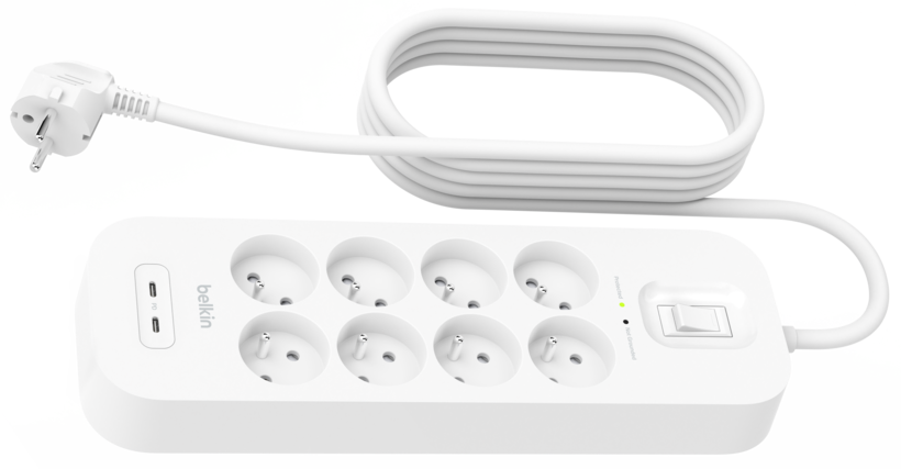 Power Strip 8x Surge Protect +2xUSB 2m
