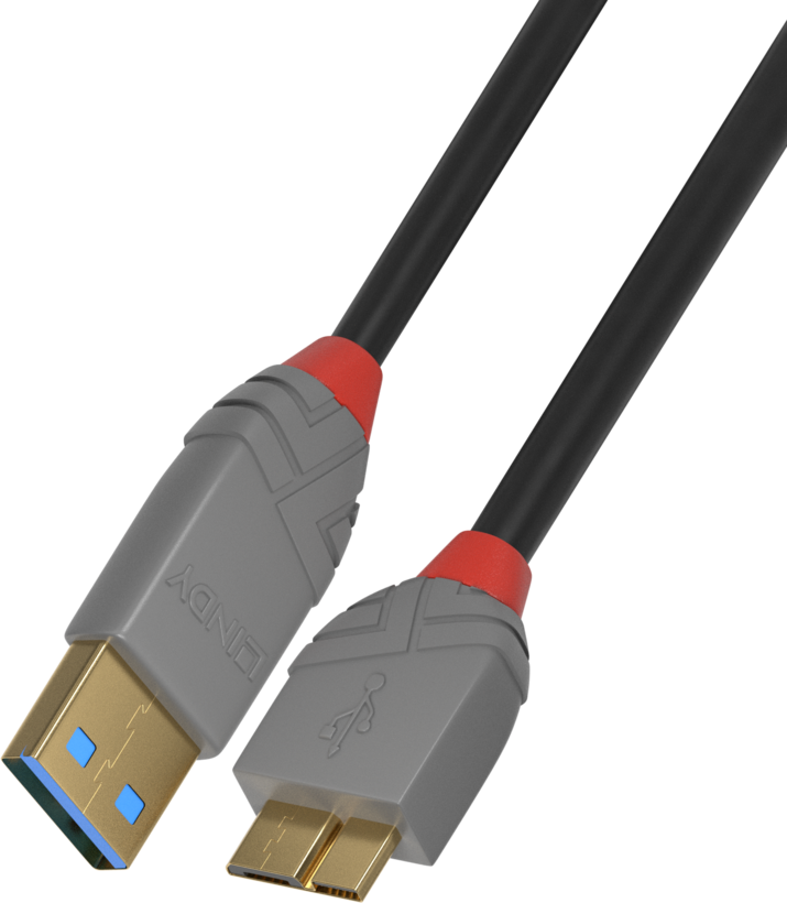 Câble USB LINDY type A - microB, 2 m