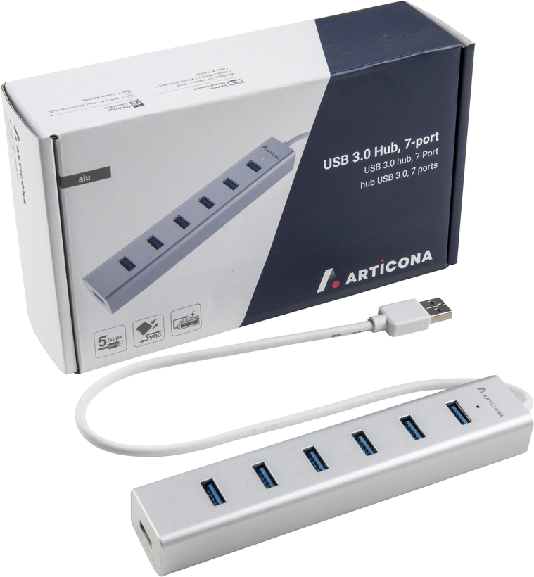 ARTICONA USB Hub 3.0 7-Port alu/weiß