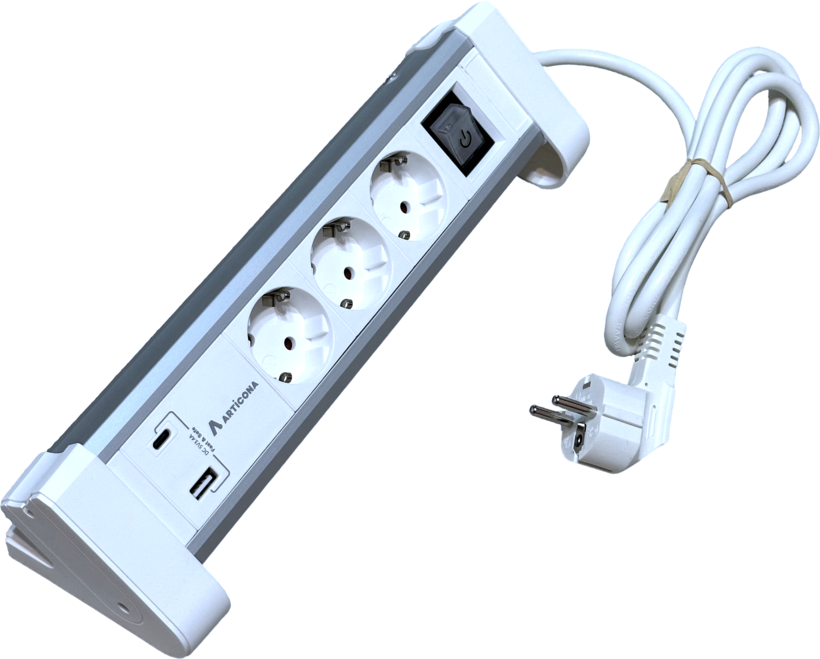 Hálózati elosztó 3-as + 2x USB A/C 1,4m