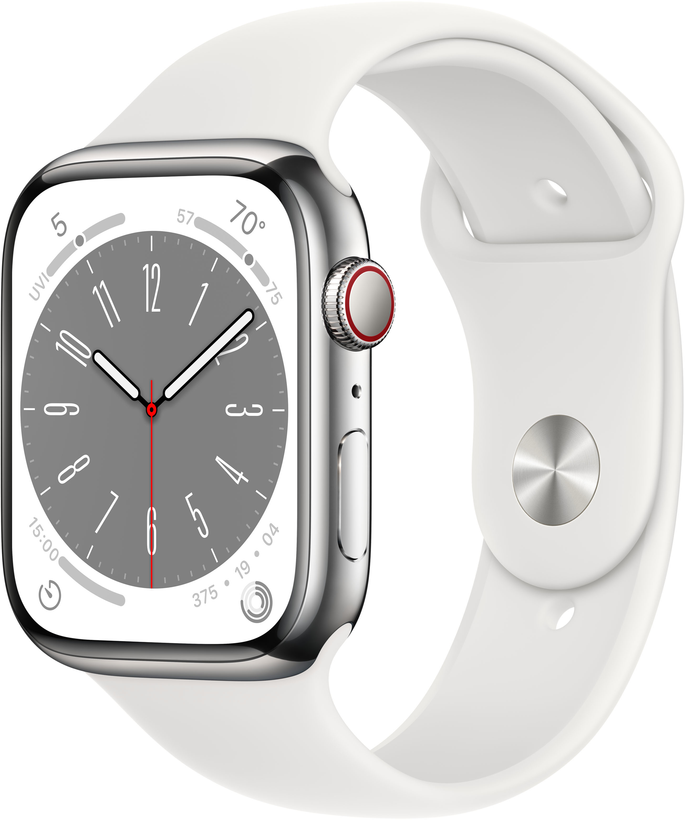 Buy Apple Watch S8 GPS LTE 45mm Steel Silver MNKE3NF A