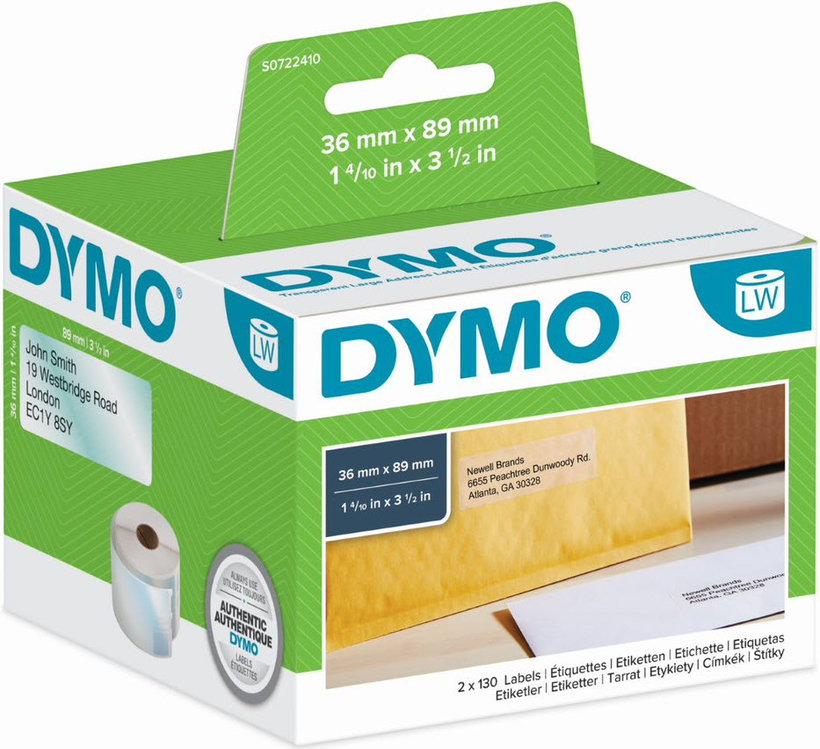 Dymo 36x89mm Adress-Etiketten transp.