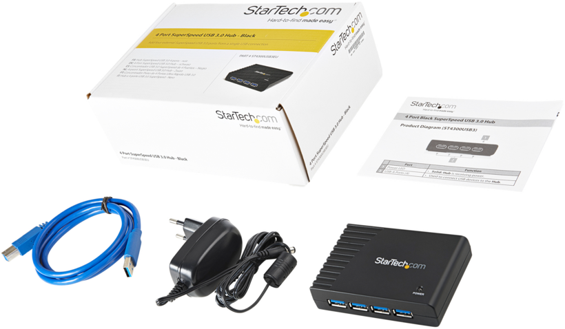 StarTech USB Hub 3.0 4-port Black