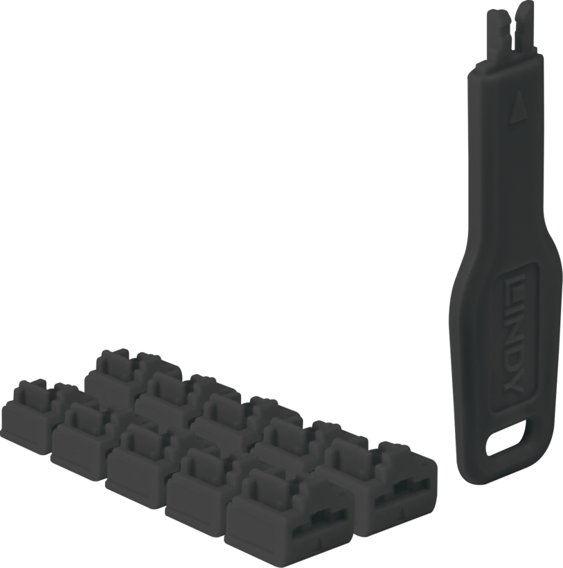 RJ45 Port Blocker Black 10x + 1x Key