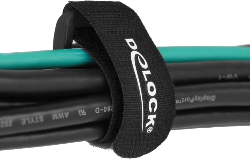 Hook-and-Loop Cable Tie 190mm Black 5x
