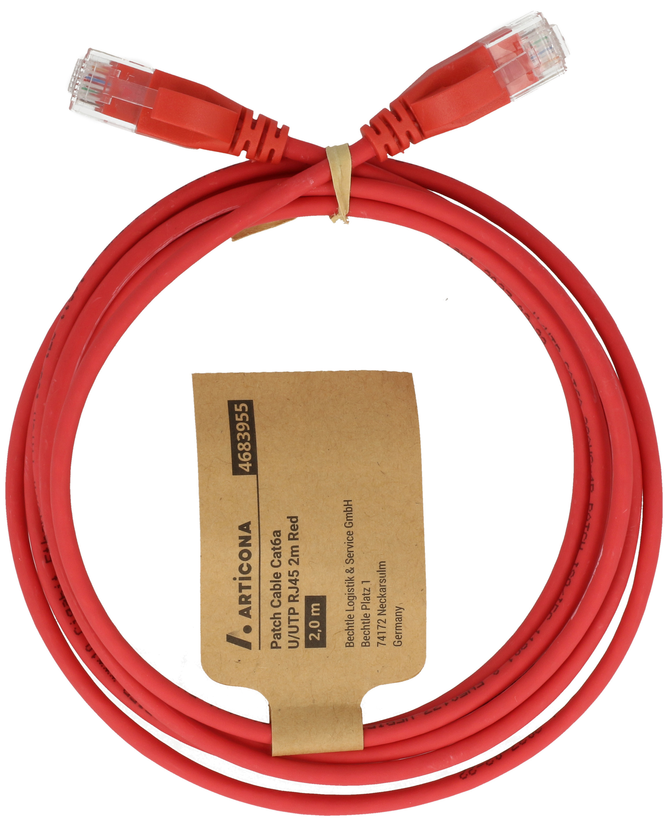 Cable patch RJ45 U/UTP Cat6a 0,5 m rojo