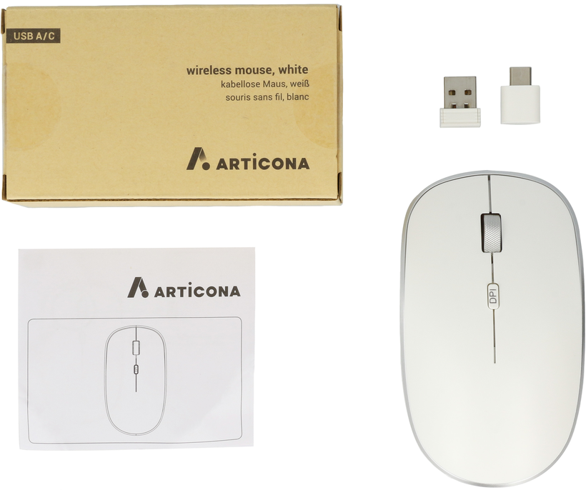 Souris sans fil ARTICONA USB A/C, blanc
