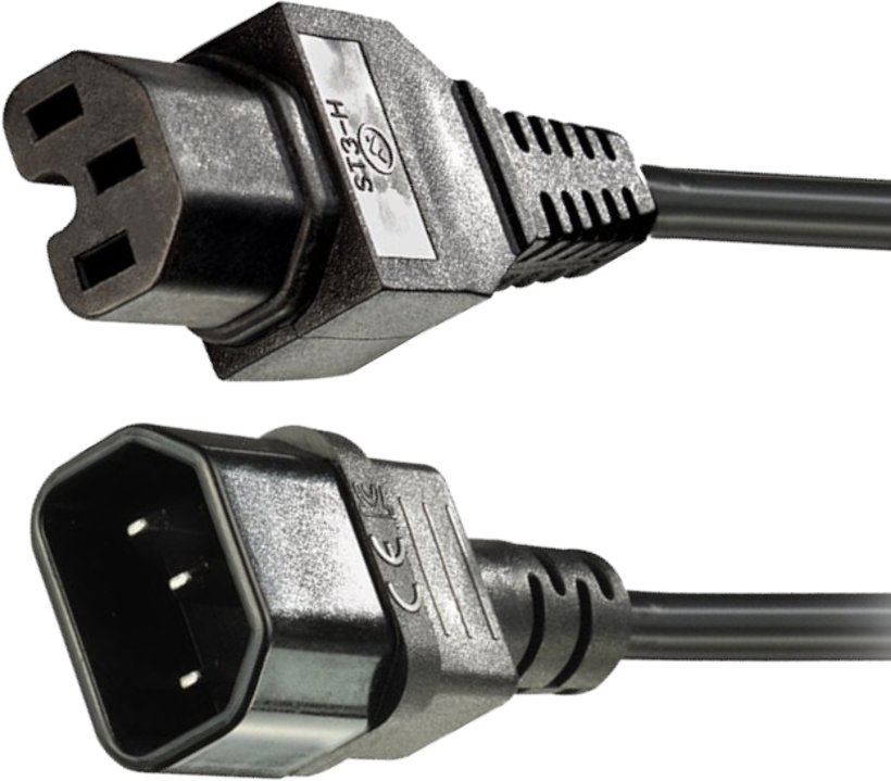 Power Cable C14/m - C15/f 2m Black
