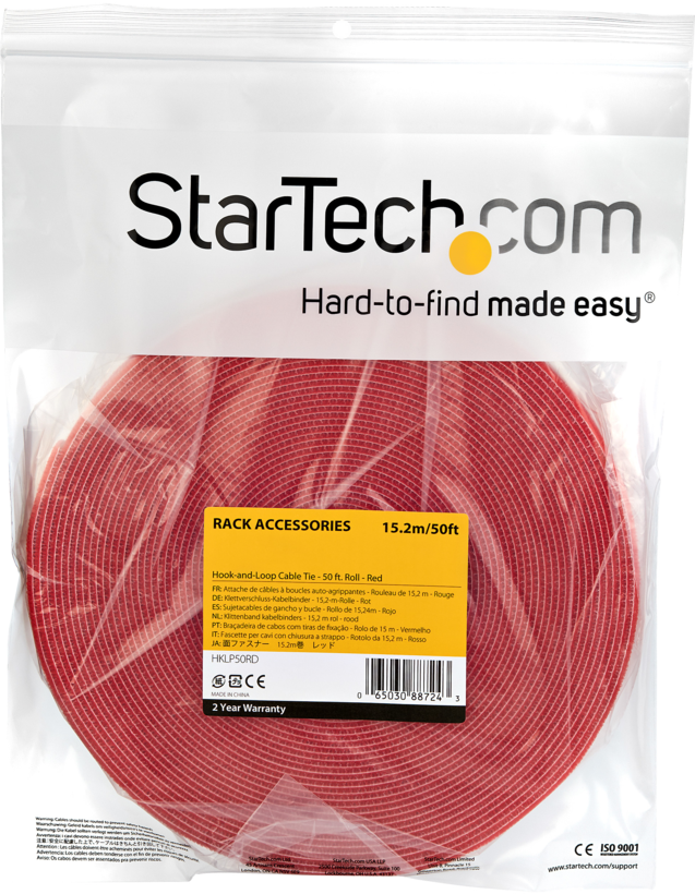 Hook-and-Loop Cable Tie Roll 15m Red