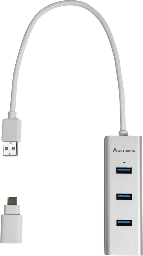 ARTICONA USB Hub 3.0 4-Port alu/weiß