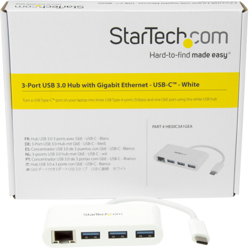 Hub USB3.0 StarTech 3 puert.+Gb Ethernet
